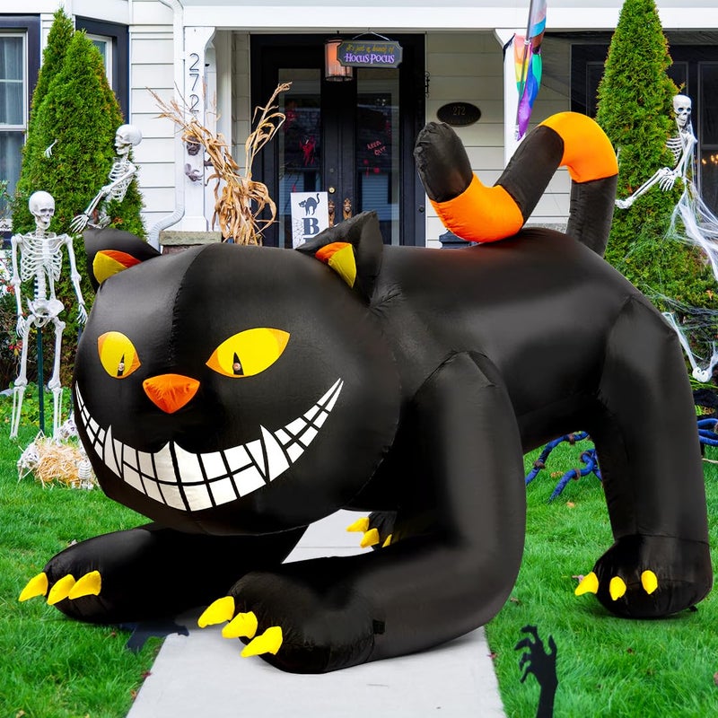 GOOSH 6 FT Halloween Inflatables Outdoor Black Cat with Shakable Head, Blow Up Yard Decoration with LED Lights Built-in for Holiday/Party/Yard/Garden - Image 4